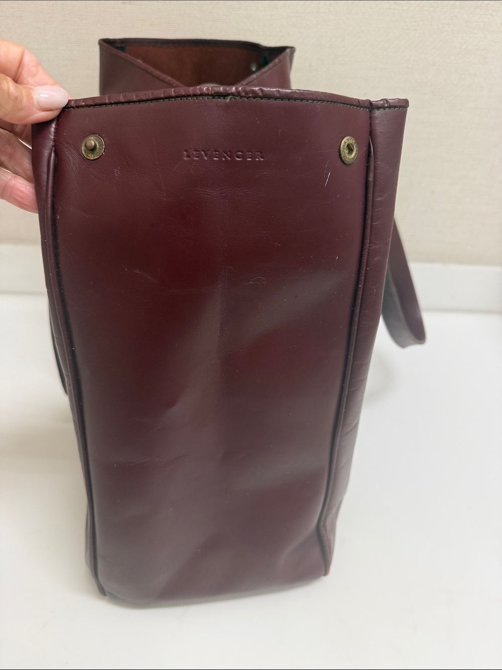 Levenger Classic Leather Tote Bag - Burgundy - Picture 5 of 10